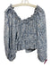 Anna Cate Size S Blue & White Cotton Botanical Long Balloon Sleeve Wide Neck Top Blue & White / S