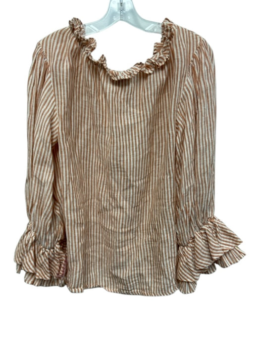 Mille Resort & Travel Size S White & Orange Linen Long Balloon Sleeve Top White & Orange / S