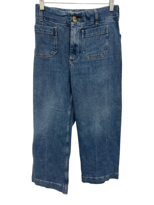 Pilcro Size 26 Medium Wash Cotton Denim High Rise Patch Pocket Wide Leg Jeans Medium Wash / 26