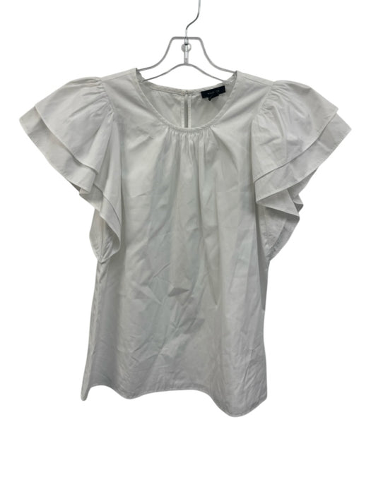 Halogen Size Small White Cotton Cap Sleeve Layered Gathered Back Keyhole Top White / Small