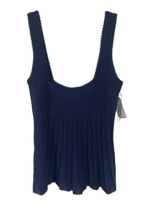 Staud Size Small Navy Blue Viscose Blend Sleeveless Open Knit Pleated Top Navy Blue / Small