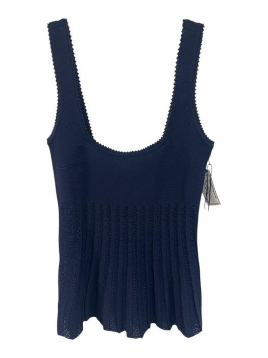 Staud Size Small Navy Blue Viscose Blend Sleeveless Open Knit Pleated Top Navy Blue / Small