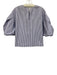 Ann Mashburn Size M White & Blue Cotton Puff Short Sleeve Back Button Top White & Blue / M
