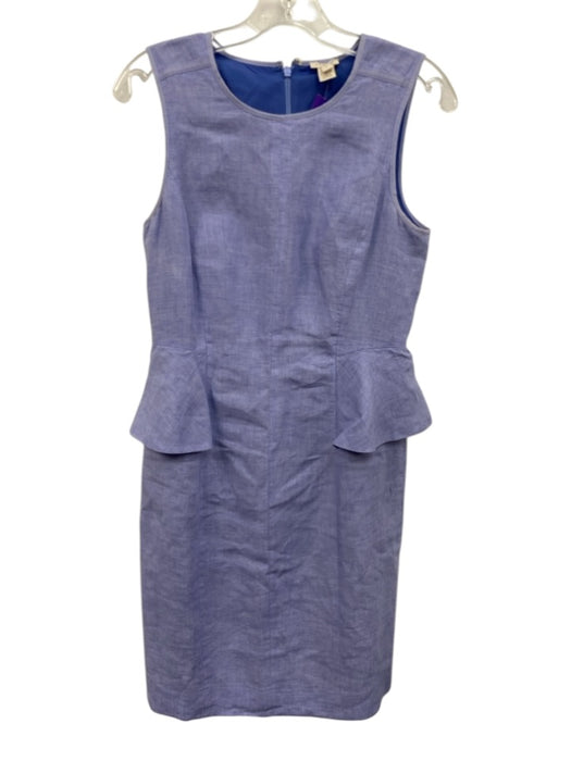 J. Crew Size 4 Blue Linen peplum hip details Pencil Skirt Back Zipper Dress Blue / 4