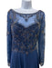 Xscape Size 12 Navy blue & gold Polyester Long Sheer Sleeves Beaded Bodice Gown Navy blue & gold / 12