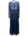 Xscape Size 12 Navy blue & gold Polyester Long Sheer Sleeves Beaded Bodice Gown Navy blue & gold / 12