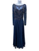 Xscape Size 12 Navy blue & gold Polyester Long Sheer Sleeves Beaded Bodice Gown Navy blue & gold / 12