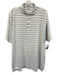 Peter Millar Size XL White & Blue Synthetic Striped Polo Athleisure Short Sleeve White & Blue / XL
