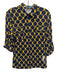 J Mclaughlin Size Medium Navy Blue & Yellow Nylon Blend Half Sleeve Ropes Top Navy Blue & Yellow / Medium