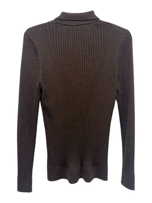 Tory Burch Size Medium Brown Wool Long Sleeve Ribbed Half Button Collar Sweater Brown / Medium