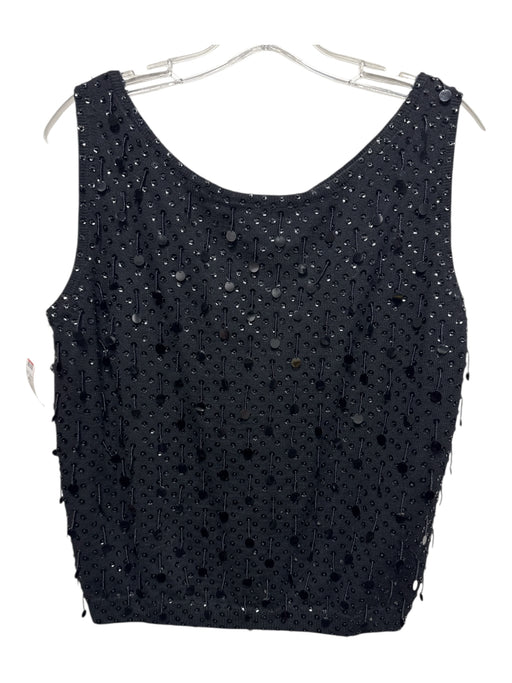 Royal Lynne Size M Black Sleeveless Front Zip Beaded Top Black / M