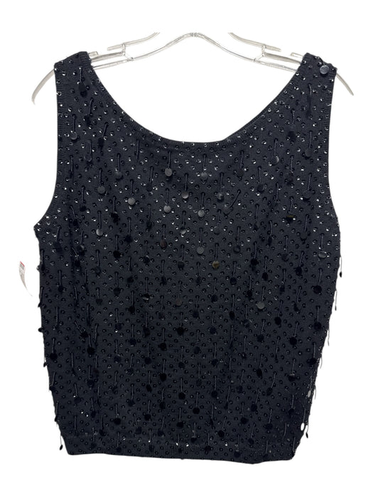 Royal Lynne Size M Black Sleeveless Front Zip Beaded Top Black / M