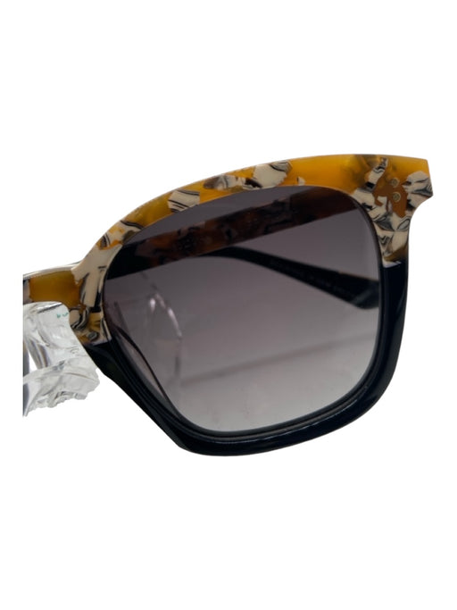 Krewe Black Orange & White Acetate Marble color block Glossy Wayfarer Sunglasses Black Orange & White