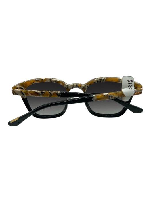 Krewe Black Orange & White Acetate Marble color block Glossy Wayfarer Sunglasses Black Orange & White