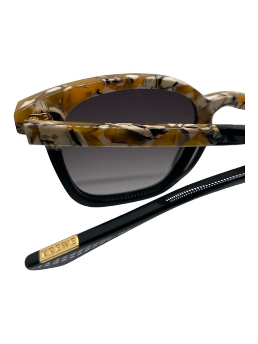 Krewe Black Orange & White Acetate Marble color block Glossy Wayfarer Sunglasses Black Orange & White