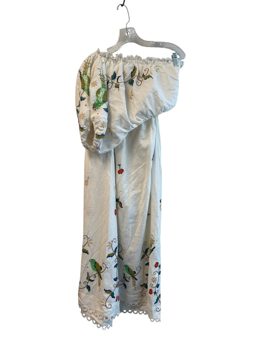 Farm Rio Size XS White & Multi Linen & Viscose Lined Embroidered Dress White & Multi / XS