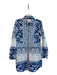 By Anthropologie Size Medium Blue & White Cotton All Over Print Collared Dress Blue & White / Medium