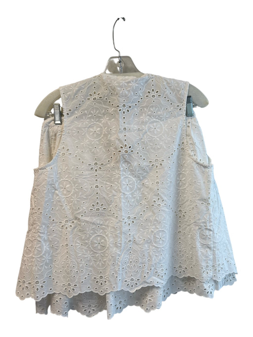 Sezane Size 8 White Viscose Eyelet Sleeveless Front Button Back Zip Skirt Set White / 8