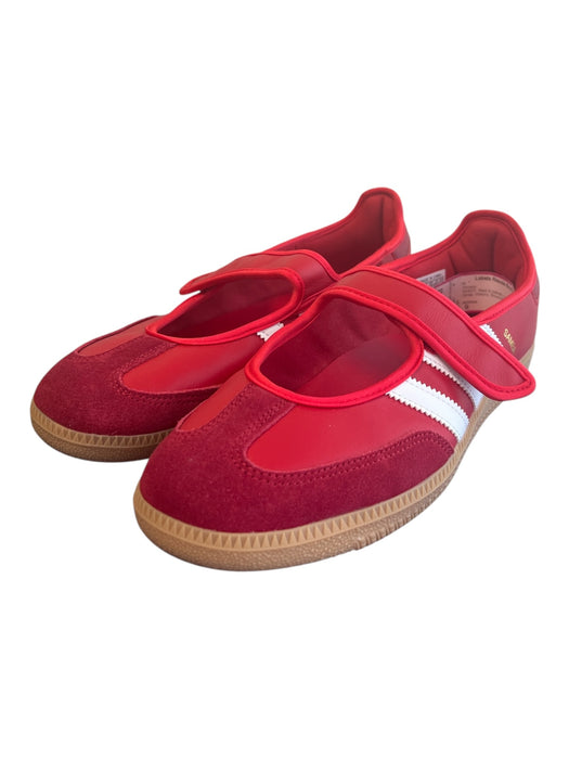 Adidas Shoe Size 9 Red & White Leather & Suede 1 Strap Velcro Round Toe Shoes Red & White / 9