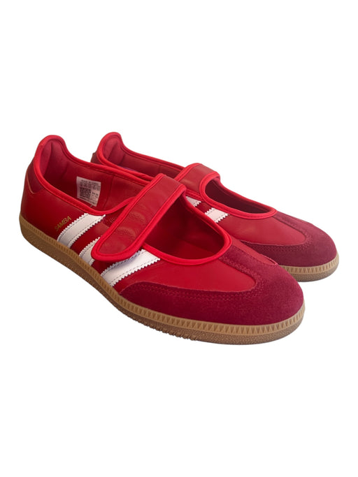 Adidas Shoe Size 9 Red & White Leather & Suede 1 Strap Velcro Round Toe Shoes Red & White / 9