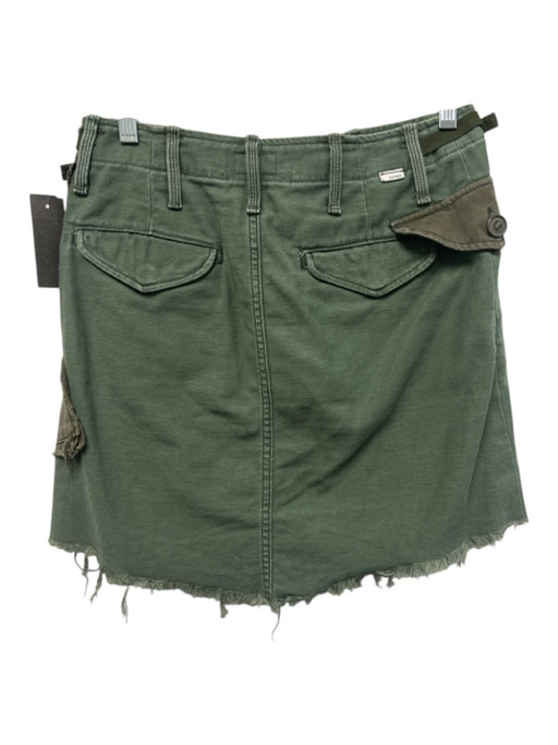 Mother Size 26 Olive Green Cotton Raw Edge Deconstructed Utility Mini Skirt Olive Green / 26