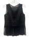 Elie Tahari Size XS Black Ramie & Silk Chiffon Fringe Trim Chain Detail Top Black / XS