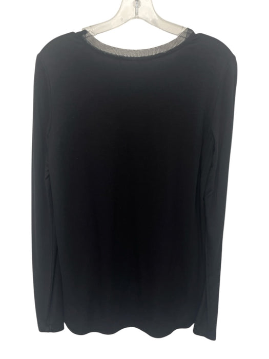 Elie Tahari Size XS Black & Gray Silk Rayon Blend Ribbed Trim Long Sleeve Top Black & Gray / XS