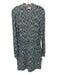 Shoshanna Size M Green, Blue, White Viscose Blend Ribbed Knit Mock Neck Dress Green, Blue, White / M