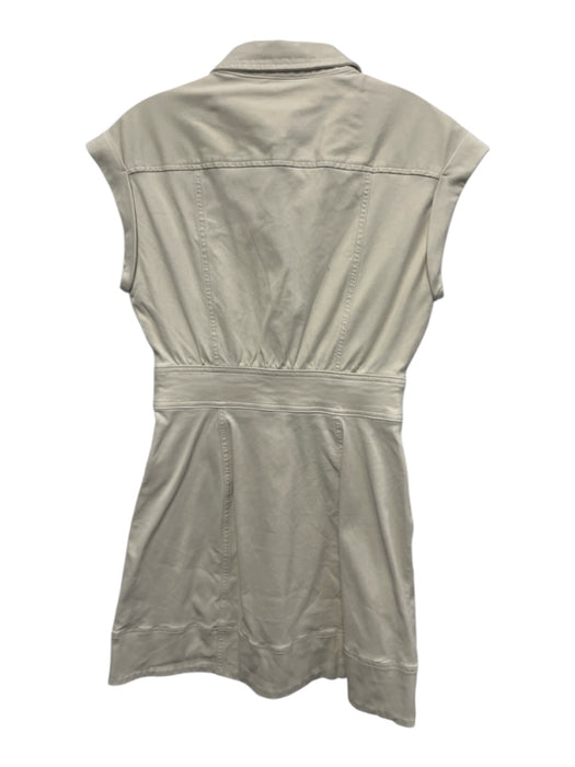 Spanx Size XS Cream Beige Cotton Blend Button Down Cuffed Cap Sleeve Mini Dress Cream Beige / XS