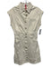 Spanx Size XS Cream Beige Cotton Blend Button Down Cuffed Cap Sleeve Mini Dress Cream Beige / XS