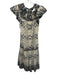 Sea New York Size XS Beige, Black, Blue Cotton Quilted Detail floral tile Dress Beige, Black, Blue / XS