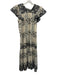 Sea New York Size XS Beige, Black, Blue Cotton Quilted Detail floral tile Dress Beige, Black, Blue / XS