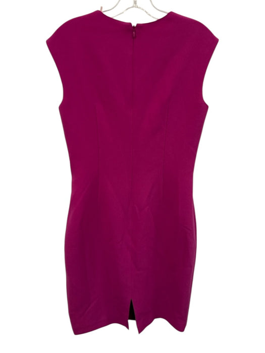 Elie Tahari Size 2 Fuschia Pink Triacetate & Polyester Sleeveless V Neck Dress Fuschia Pink / 2