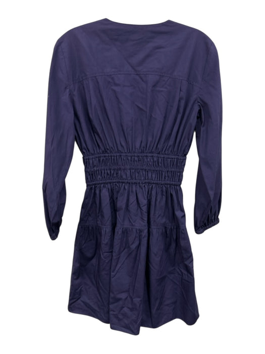 Derek Lam 10 Crosby Size 2 Deep Purple Cotton Long puff sleeve V Neck Mini Dress Deep Purple / 2