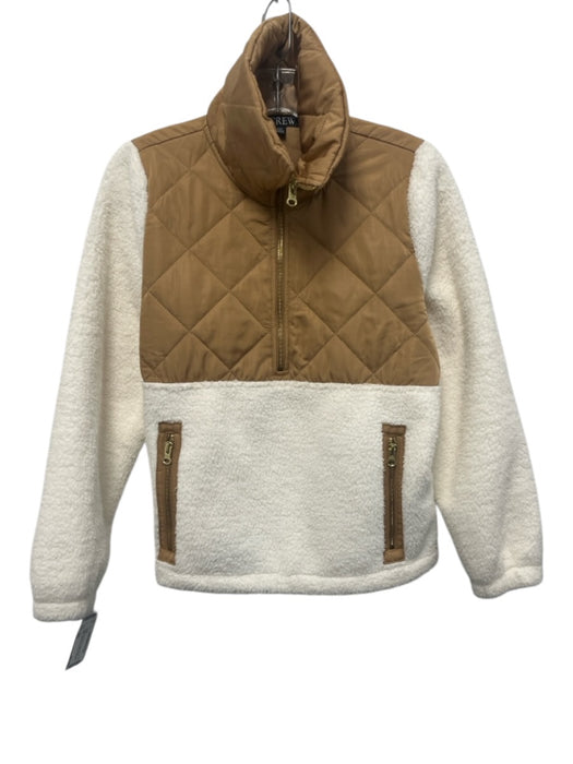J. Crew Size XXS Brown & Cream Polyester Fleece Quilted Mock Neck Jacket Brown & Cream / XXS