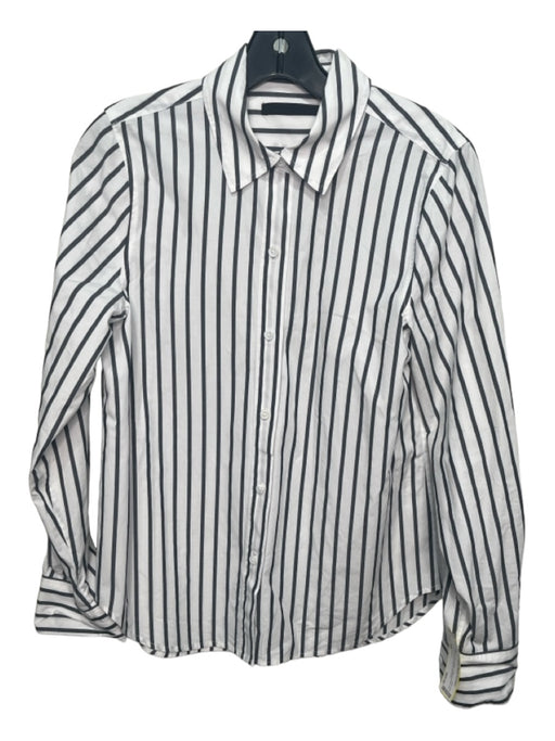 Jenni Kayne Size XS White & Gray Cotton Collared Button Up Long Sleeve Top White & Gray / XS