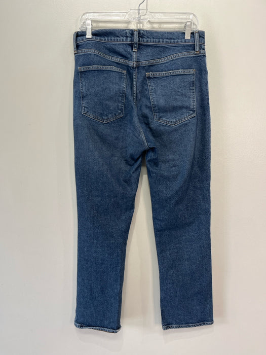 Agolde Size 28 Med Wash Cotton Denim Button & Zip Straight High Rise Jeans