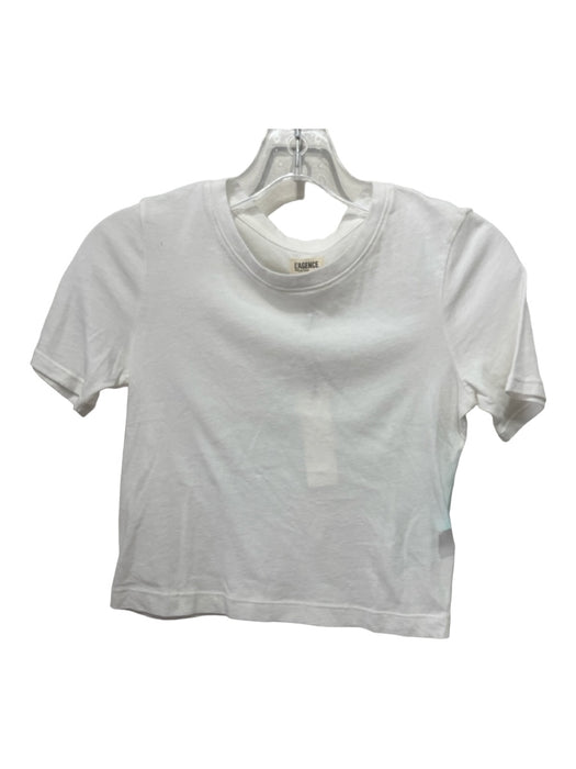 L'agence Size XS White Cotton Round Neck Short Sleeve tee Top White / XS