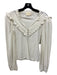 Nation Size XS White Cotton Puff Long Sleeve V Neck Ruffle Neckline Top White / XS