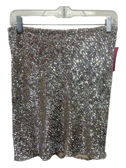 Michelle Farmer Size 0 Silver & Beige Fully Sequined Elastic Waist Mini Skirt Silver & Beige / 0