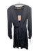 The Andamane Size S Black Print Viscose Surplice Long Sleeve Knee Length Dress Black Print / S