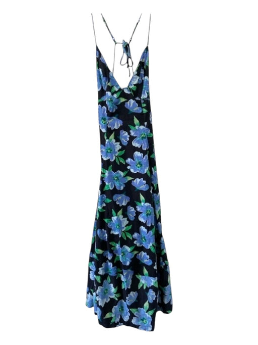 Free People Size XS Black, Blue, Green Cotton Blend Floral Strappy Back Dress Black, Blue, Green / XS