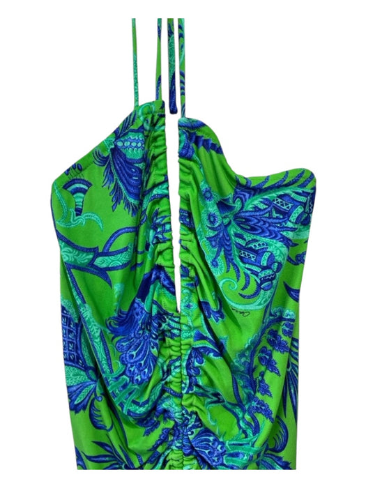 Cara Cara Size XS Green & Blue Viscose V Neck Tie Halter Maxi Dress Green & Blue / XS