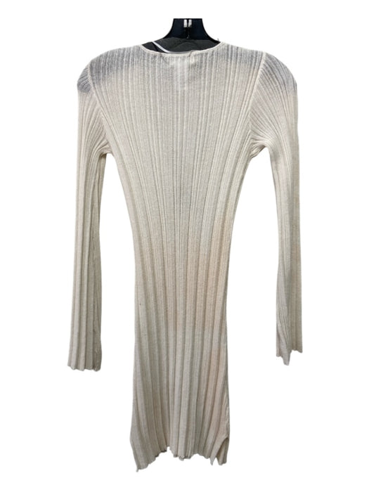 L Space Size S Cream Linen & Polyester Ribbed Knit V Neck Circle Detail Dress Cream / S