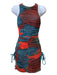 Andrea Iyamah Size XS Orange & Blue Polyester Ruched Tie Dye Sleeveless Dress Orange & Blue / XS