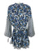 Misa Size XS White, Blue, Green Polyester Long Balloon Sleeve Floral Mini Dress White, Blue, Green / XS