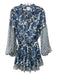 Misa Size XS White, Blue, Green Polyester Long Balloon Sleeve Floral Mini Dress White, Blue, Green / XS