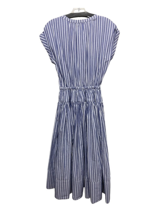 J Crew Size XXS Blue & White Cotton Zip Front Vertical Stripes Cap Sleeve Dress Blue & White / XXS