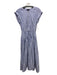 J Crew Size XXS Blue & White Cotton Zip Front Vertical Stripes Cap Sleeve Dress Blue & White / XXS