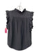 Frame Size XS Black Silk Ruffle Trim V Neck Sleeveless Top Black / XS